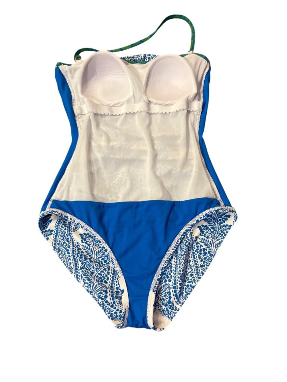 Tommy Bahama Womens 6 One Piece Swimsuit Blue White Paisley Halter Used - Picture 9 of 16